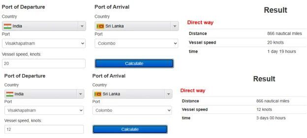Click to enlarge Sea Distances
