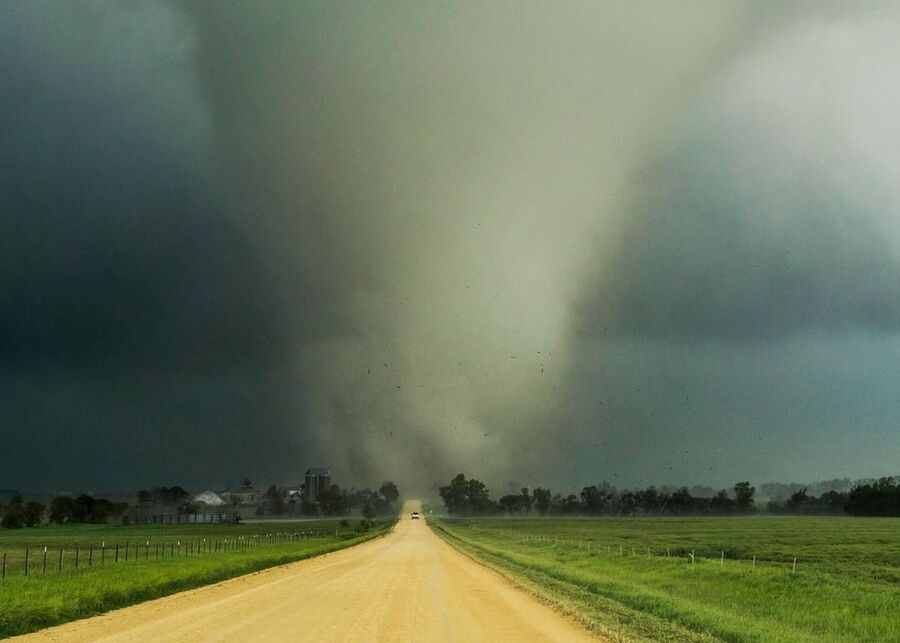 Click to enlarge tornado crossing road