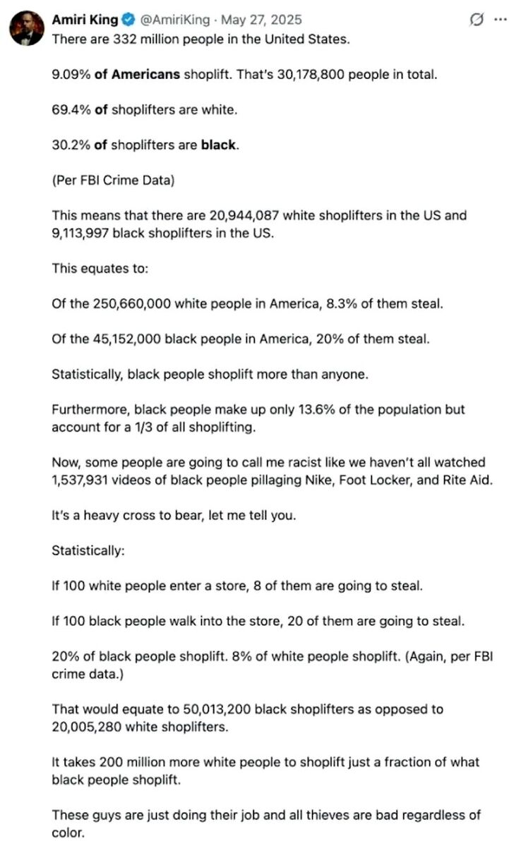 Click to enlarge tweet shoplifting mostly black
