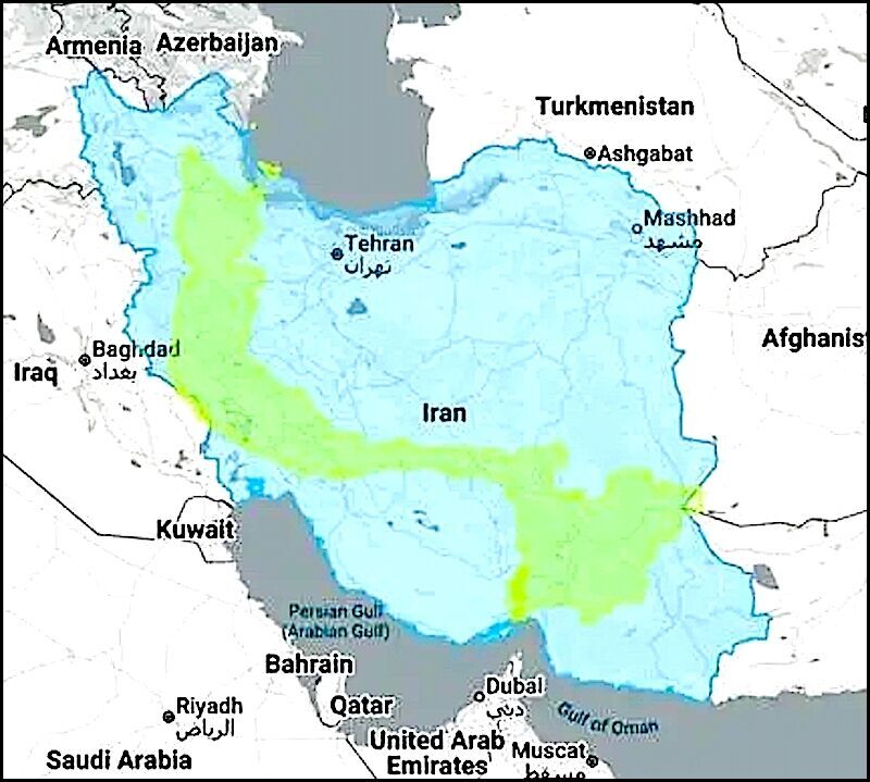 Map Iran overlay Vietnam