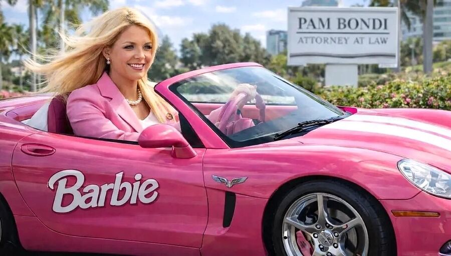 Click to enlarge pam bondi meme barbie car pink