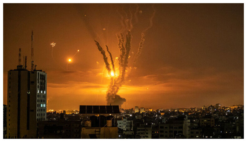 Click to enlarge Rocket into Israel