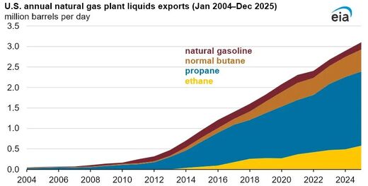 US annual NGL's exports