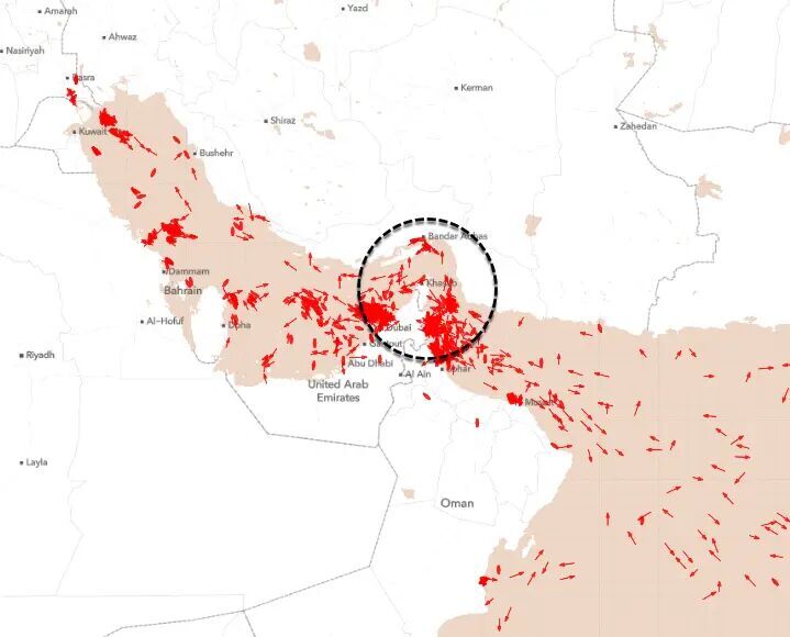 Click to enlarge Map Hormuz ship traffic 2026