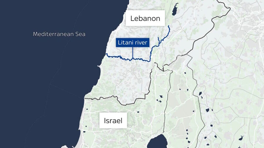 Click to enlarge lebanon litani river map israel new border