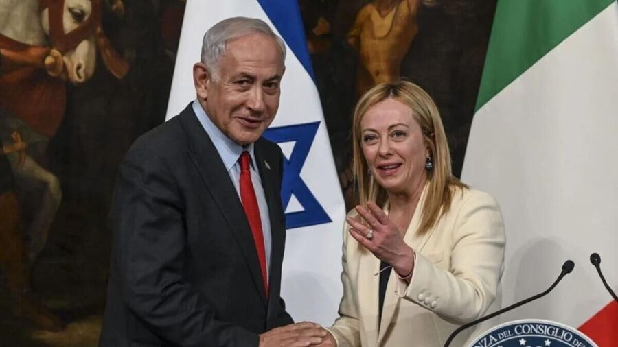 Click to enlarge Benjamin Netanyahu and Giorgia Meloni