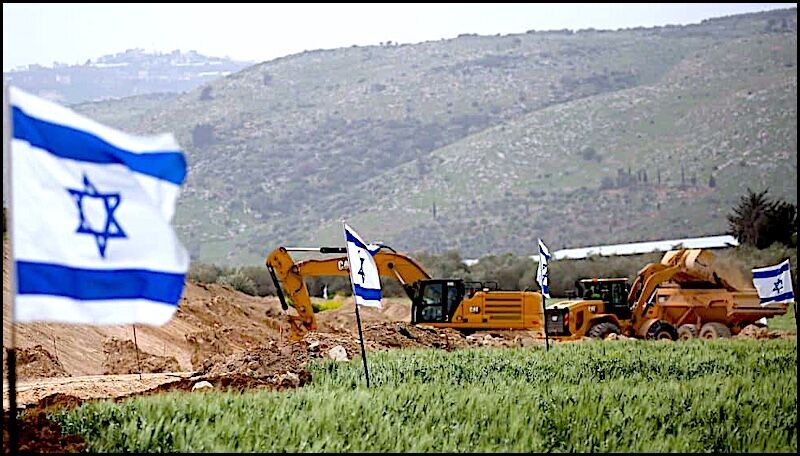 Flags Israeli construction