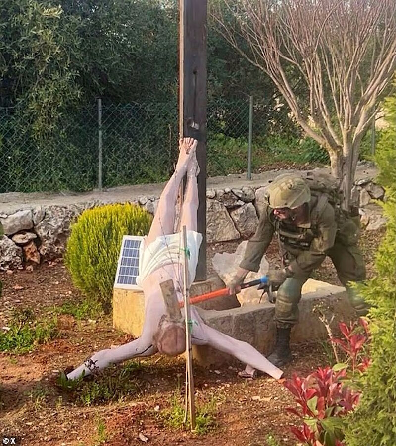 idf smashes cross lebanese church