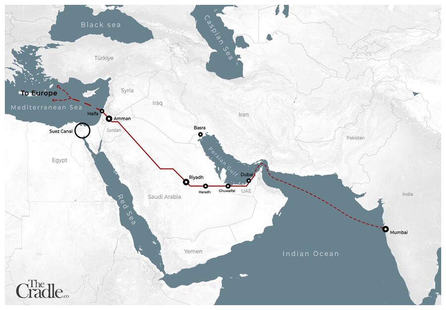 Map of the India-Middle East Corridor (IMEC)