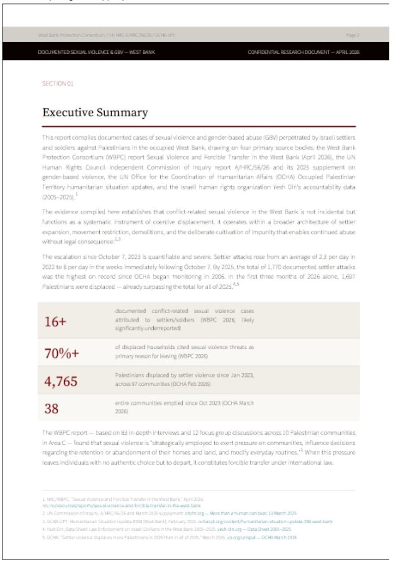 Click to enlarge report west bank sexual violence idf ethnic cleansing palestine