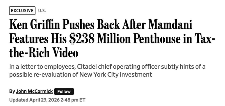 ken griffen mamdani tax rich headline