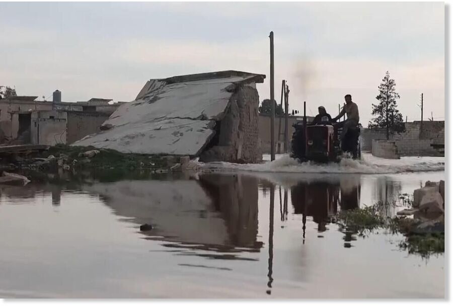 Click to enlarge Flooding from rising Al-Siha Dam waters submerges villages in northwest Syria
