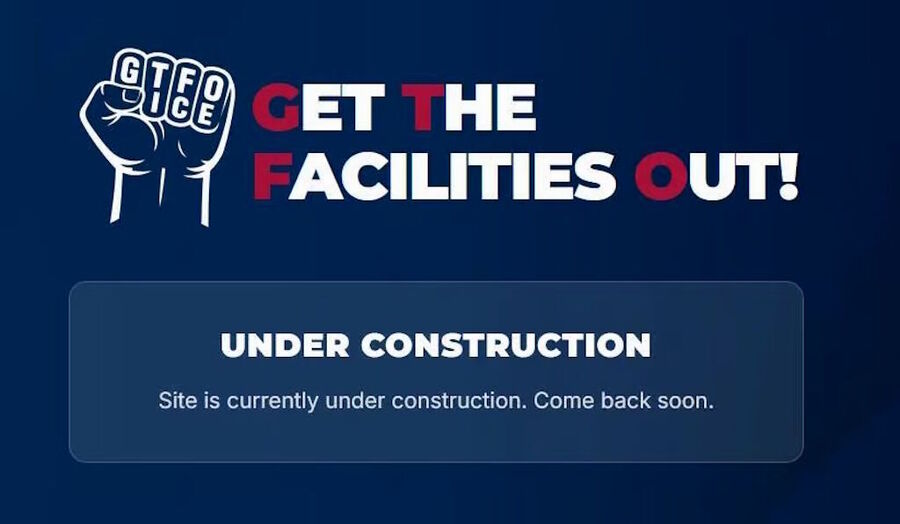 anti ICE website home page under construction