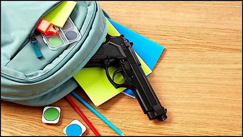 Gun in backpack