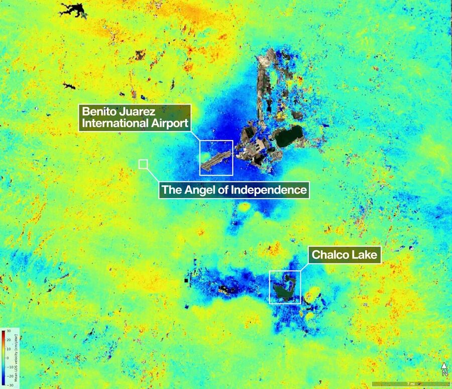subsidence mexico city water table dropping