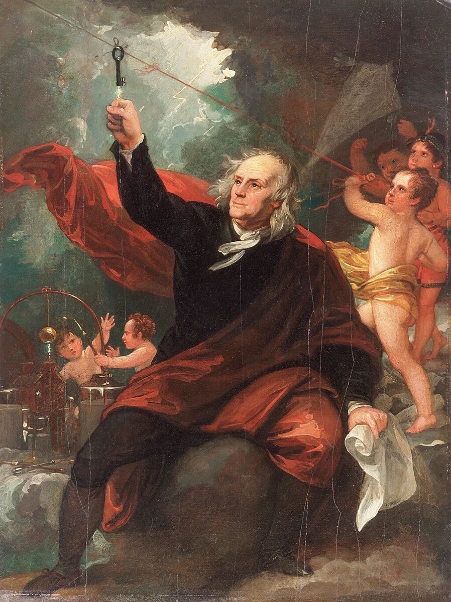 painting benjamin franklin lightning experiment
