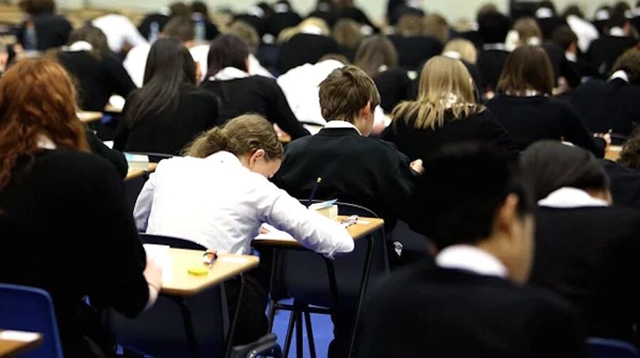 students taking exam