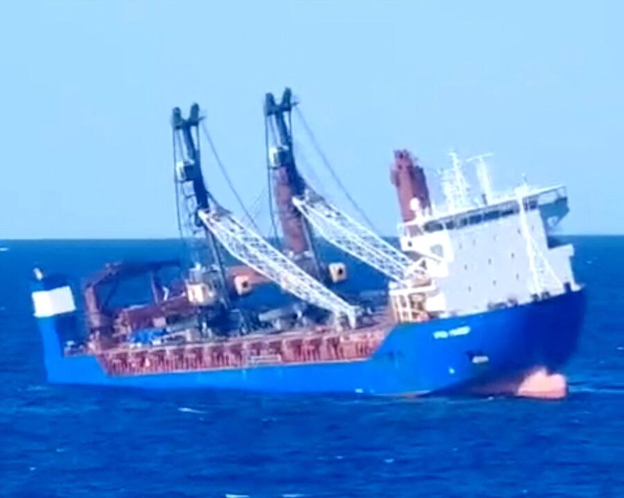 The Ursa Major pictured listing before it sank 62 nautical miles off the coast of Murcia.