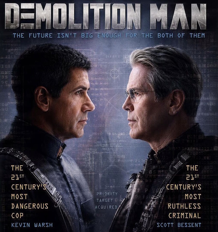 meme demolition man fed char kevin warsh scott bessant