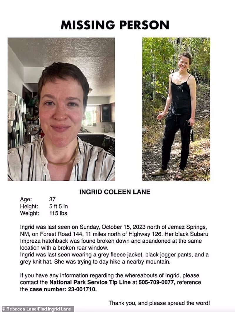 missing scientist poster Ingrid coleen lane ufo