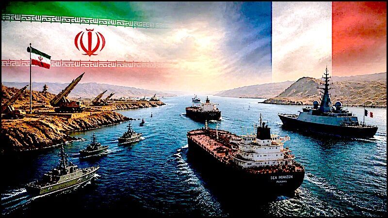 Iran France flags Hormuz