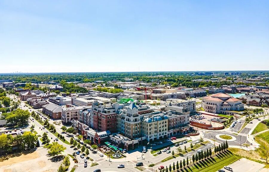 small city aerial shot generic safe clean conservative