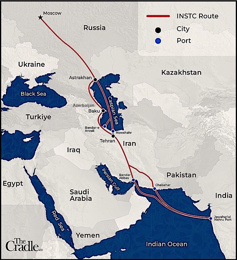Map of the International North-South Transport Corridor (INSTC)