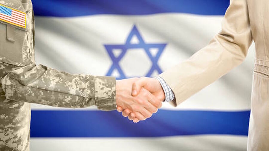 graphic israel american soldier handshake