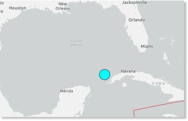 Click to enlarge USGS map of the 7.8 magnitude earthquake in Cuba.