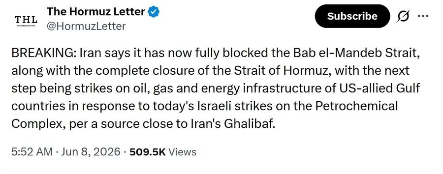 Click to enlarge tweet iran block bab el mandeb strait