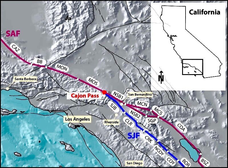 Click to enlarge Cajon Pass equake map