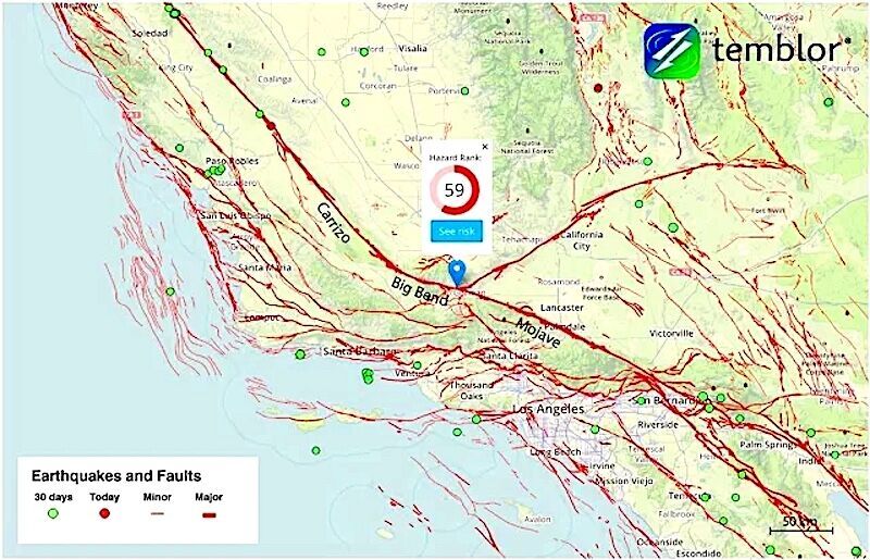 San Andreas California fault map