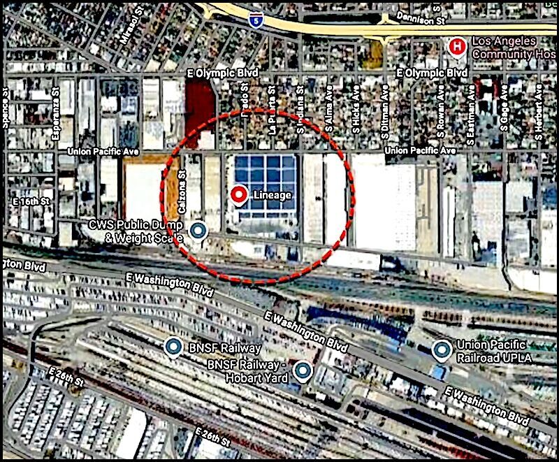 Click to enlarge Map Location storage fire LA