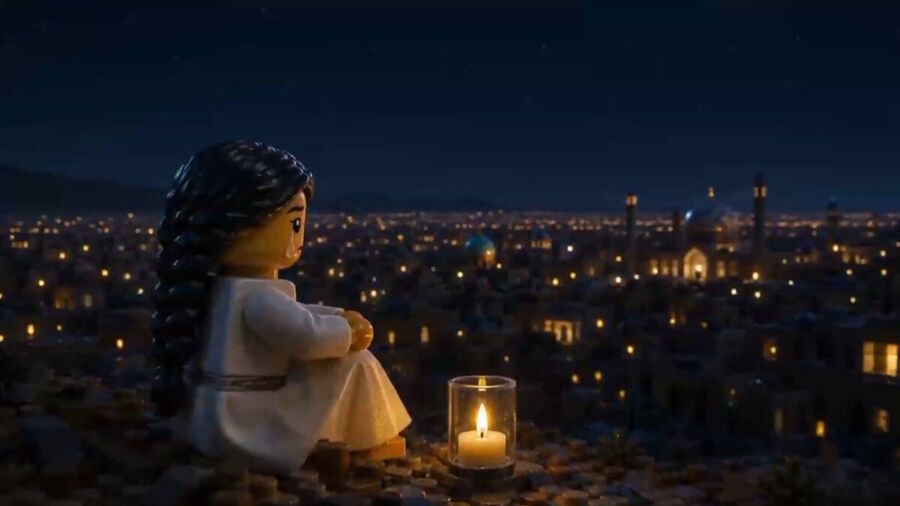 Click to enlarge Iran Lego woman crying