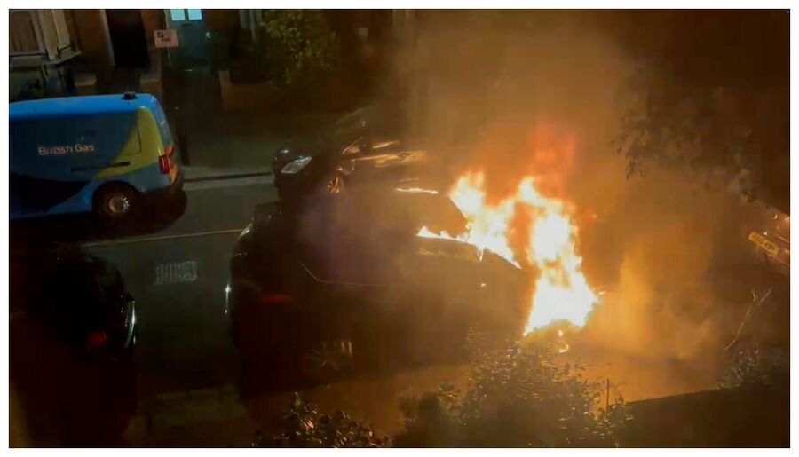 Keir Starmer’s Toyota car ablaze