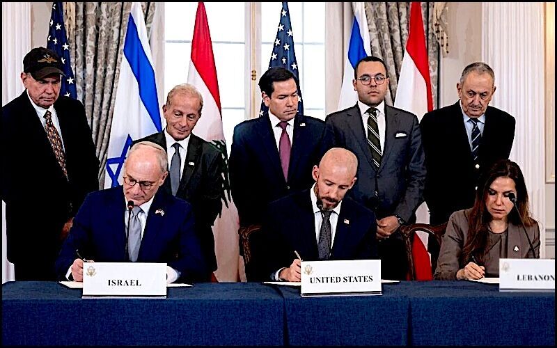 Signing the Trilateral framework US/Israel/Lebanon