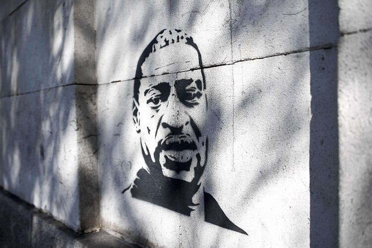 Click to enlarge george floyd stencil mural blm