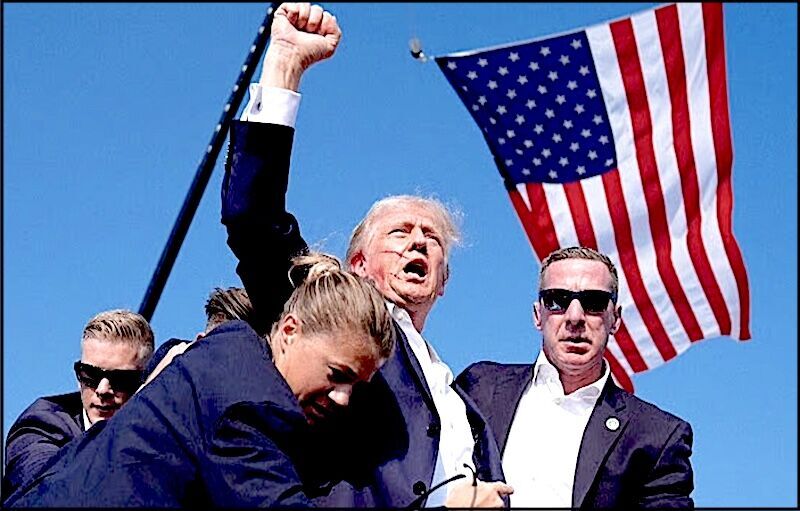 Click to enlarge President Trump after Butler shooting