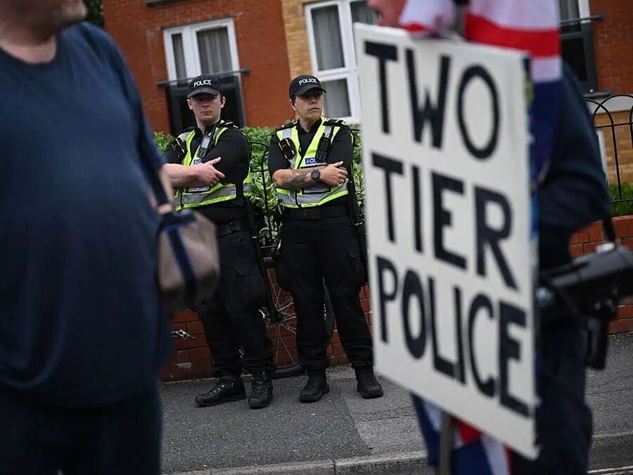 Click to enlarge protest britain two-tier police rule