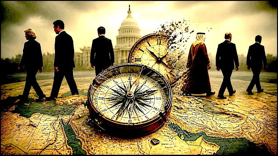 compass and clock on map of Iran