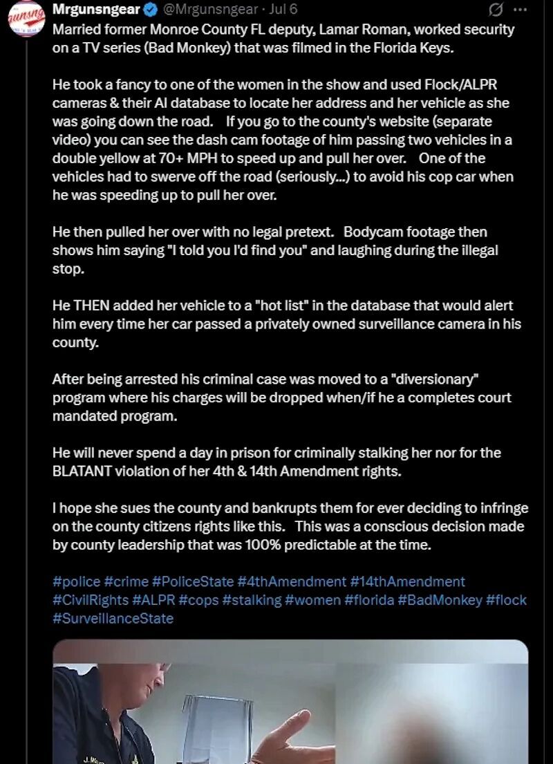 Click to enlarge stalking flock camera abuse police