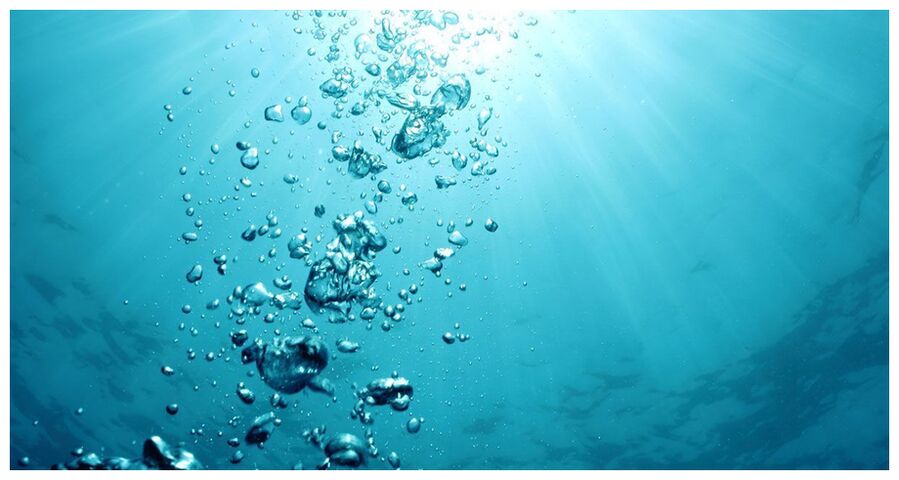 Click to enlarge Oxygen bubbles beneath the ocean's surface.