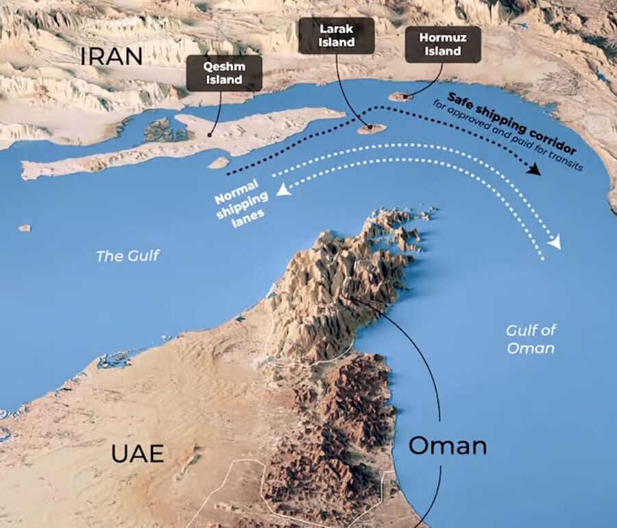 Click to enlarge hormuz iran approved shipping route oil control
