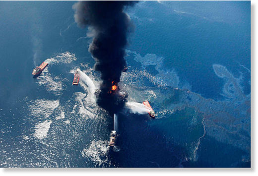 Click to enlarge Oil Rig Fire