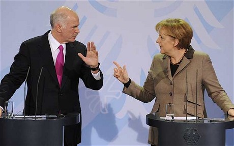 Angela Merkel and George Papandreou