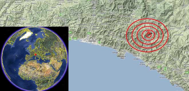 Epicentre of Thursday's earthquake