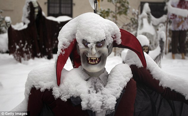 snowy halloween decor