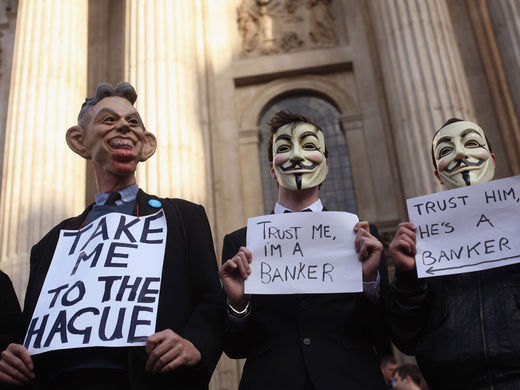 Protestors outside St Paul's, London