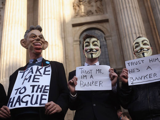 Click to enlarge Protestors outside St Paul's, London
