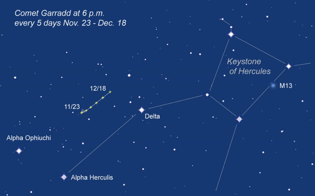 Click to enlarge finder chart to track down Comet Garradd